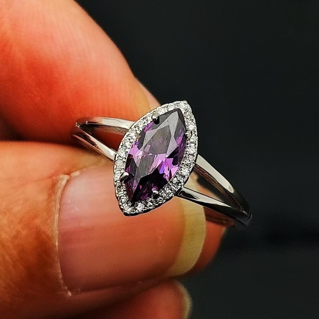 Horse Eye Ring Inlaid With Imitation Amethyst Topaz Colored Treasure Multi-Colored Garnet Live Women'S Ring