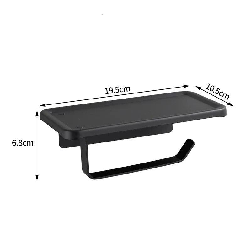 

Аксессуары для ванной комнаты Настенный держатель для туалетной бумаги, экономящий место, полка из алюминиевого сплава для хранения салфеток чёрный