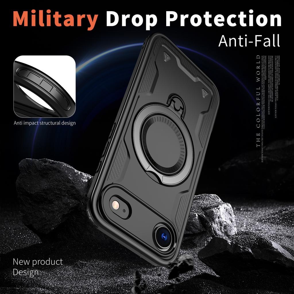 Case for Iphone Air 17 Pro Max 16 15 13 12 14 Plus Iphone17 Dual Layer 360° Magnetic Bracket Phone Cases