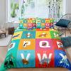 Kids Alphabet Duvet Cover Set Polyester Digital Pattern Bedding Twin Size Hand Painted Educational Quilt Cover