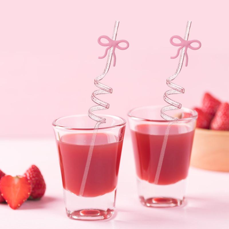 6/12Pcs Glitter Reusable Bow for Wedding Bridal Shower Decoration Kids Birthday Party Favors Supplies Milk Juice Drinking Straw