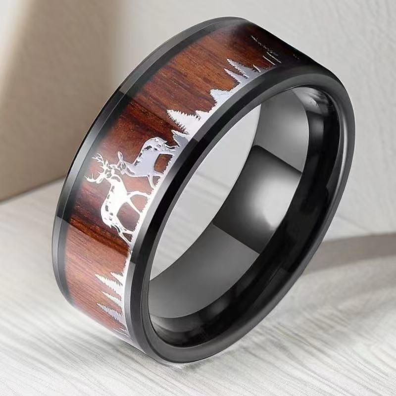 Men's 8mm Retro Titanium Steel Ring: Light Luxury, Niche Design