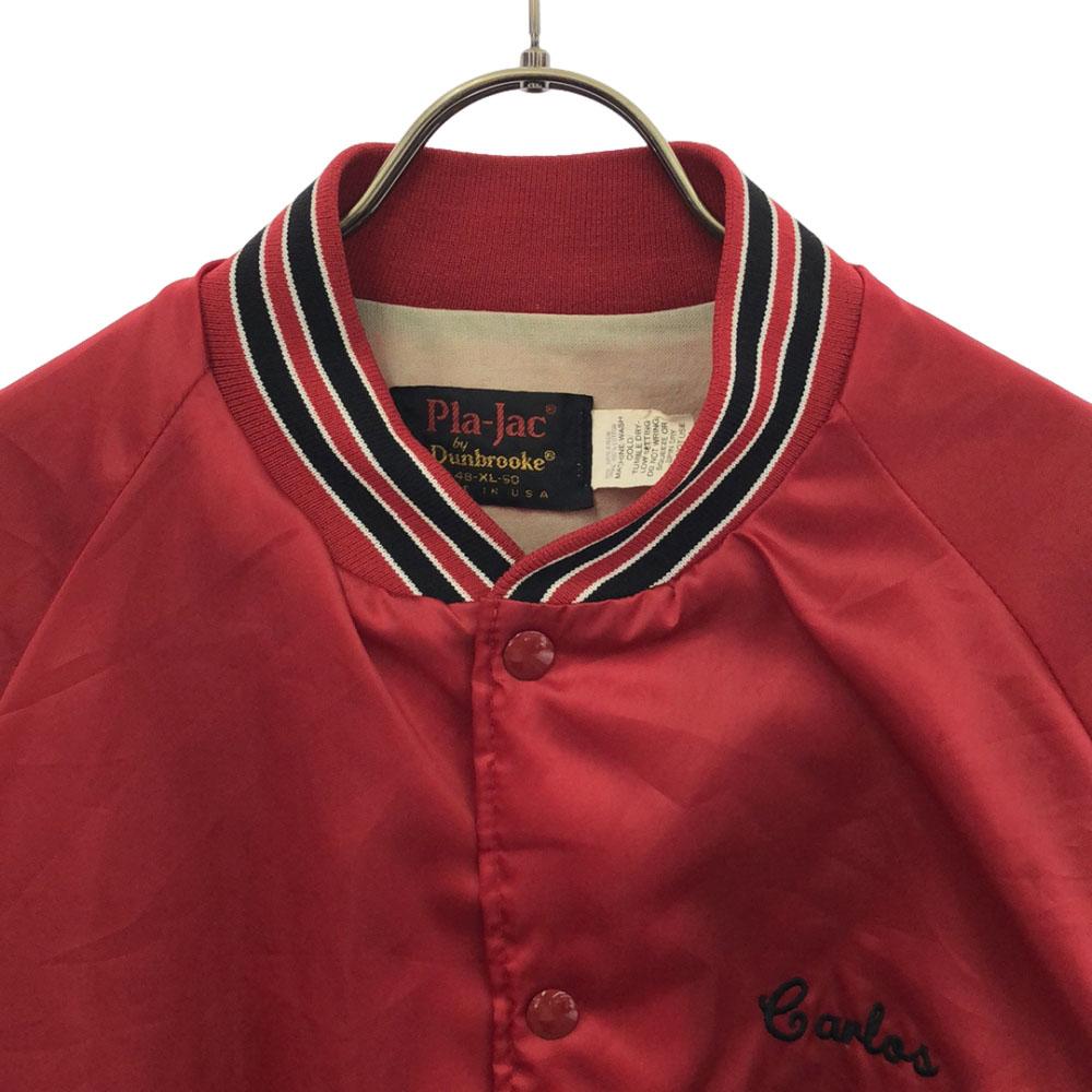 Pla-Jac 80s Made In USA Print Stajan XL Red Nylon Old Men's Used