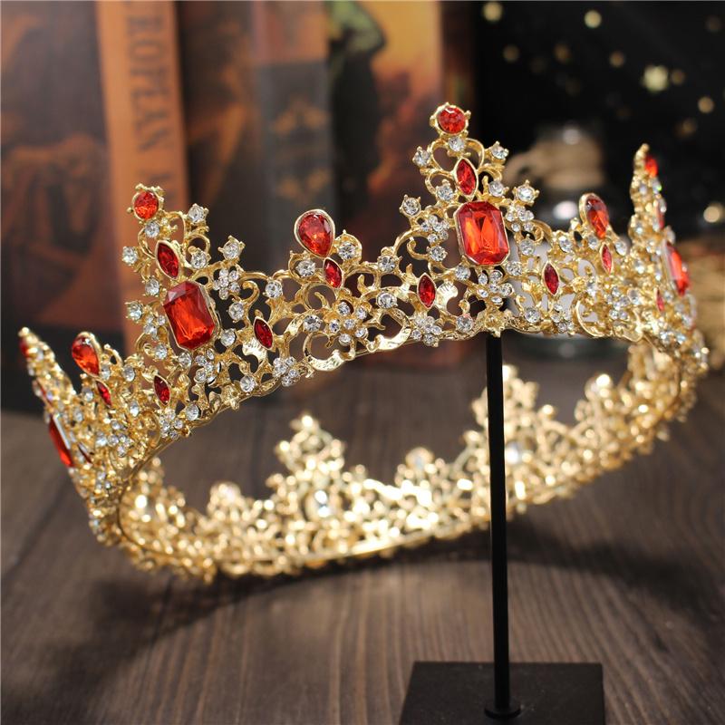 Baroque Bride wedding crown headdress Colors Metal Crystal circle Tiaras Hair Jewelry Queen King Diadem Head Ornaments