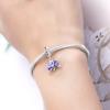 PANPOKI 925 Silver Iris Flower Pendant Charm Bracelet Jewelry DIY Trendy Gift for Women Party Beads