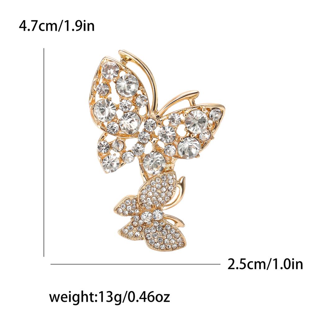 Fashion Alloy Rhinestone Butterfly Brooch Temperament Simple Women'S Suit Dress Corsage Jewelry Pin