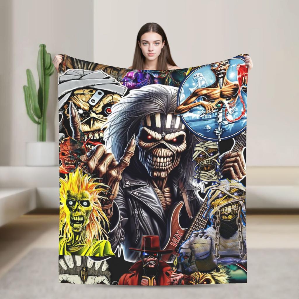 I-Irons M-Maidens Flannel Blanket Winter Warm Bedding Throws for Girls Boys Couch Chair Aesthetic Bedspread Sofa Bed Cover