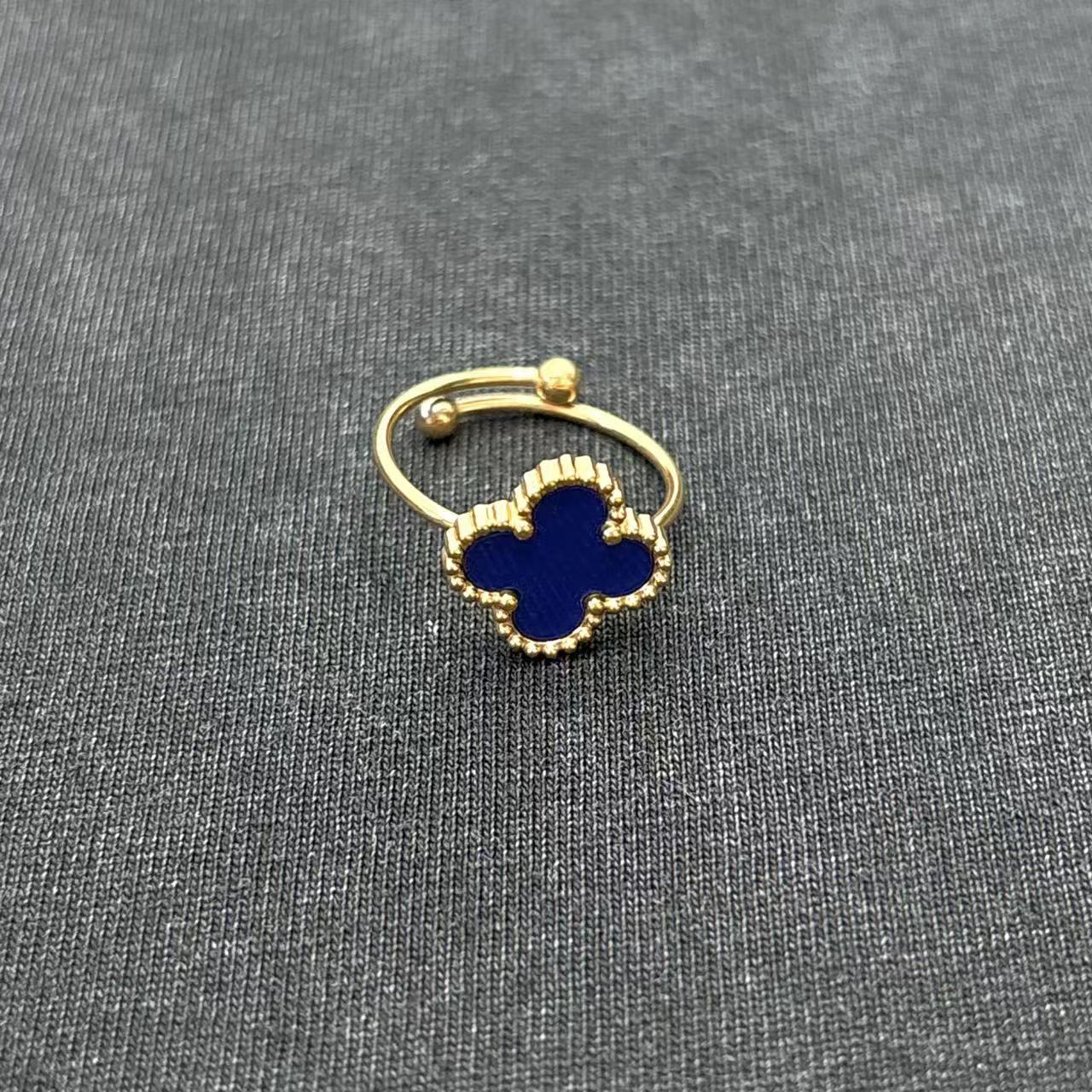 

Кольцо из нержавеющей стали с четырьмя листами клевера, регулируемое, с открытым концом, 18 карат, модные кольца со столетним дизайном сапфировый