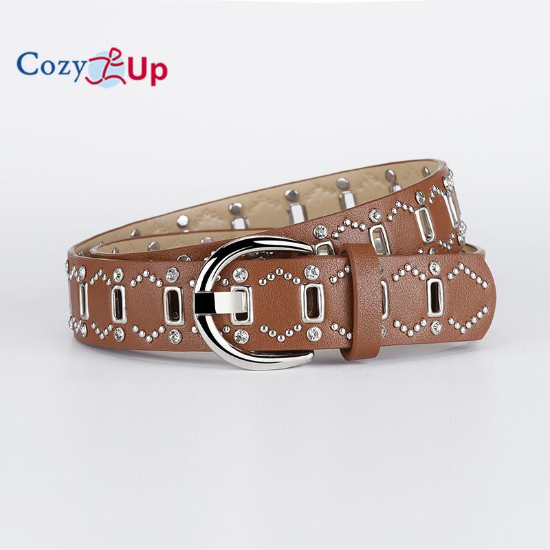 Retro bruine riem met wilgennagels, damesaccessoire, decoratieve riem voor rokken en jeans.