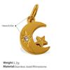 18K Gold-Plated Stainless Steel Moon Heart Diamond Pendant for DIY Jewelry