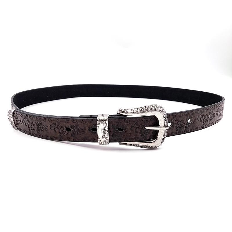 American Embossed Retro Y2k White Waist Belt for Women Paired with Accessories Pants Belt and Belt Design with A Niche Feel 102CM шоколадный