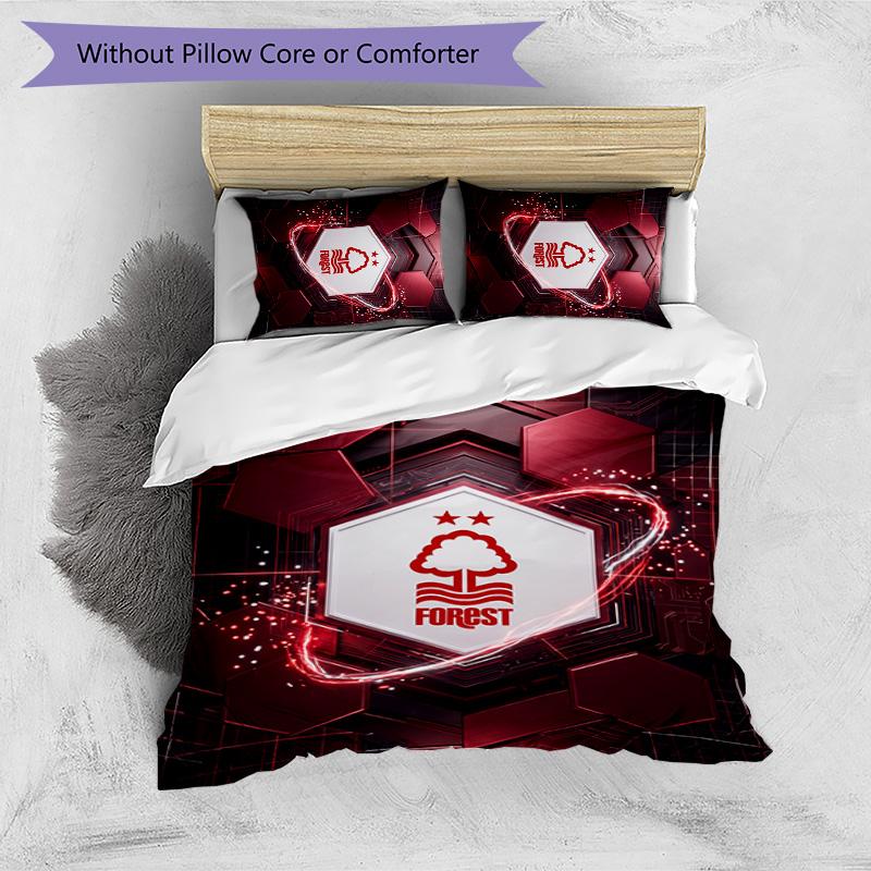 Set Lenzuola Stampato Nottingham Forest Football 3 Pezzi, Comodo Set Copripiumino per Camera da Letto Amico della Pelle