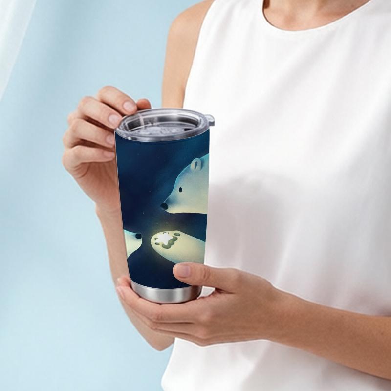 Car Tumbler 591ml Bear Hold Star Element Straw Cup Portable Tumbler Coffee Tumbler Metal Drink Mug Gift Cup Car Tumbler 591ml