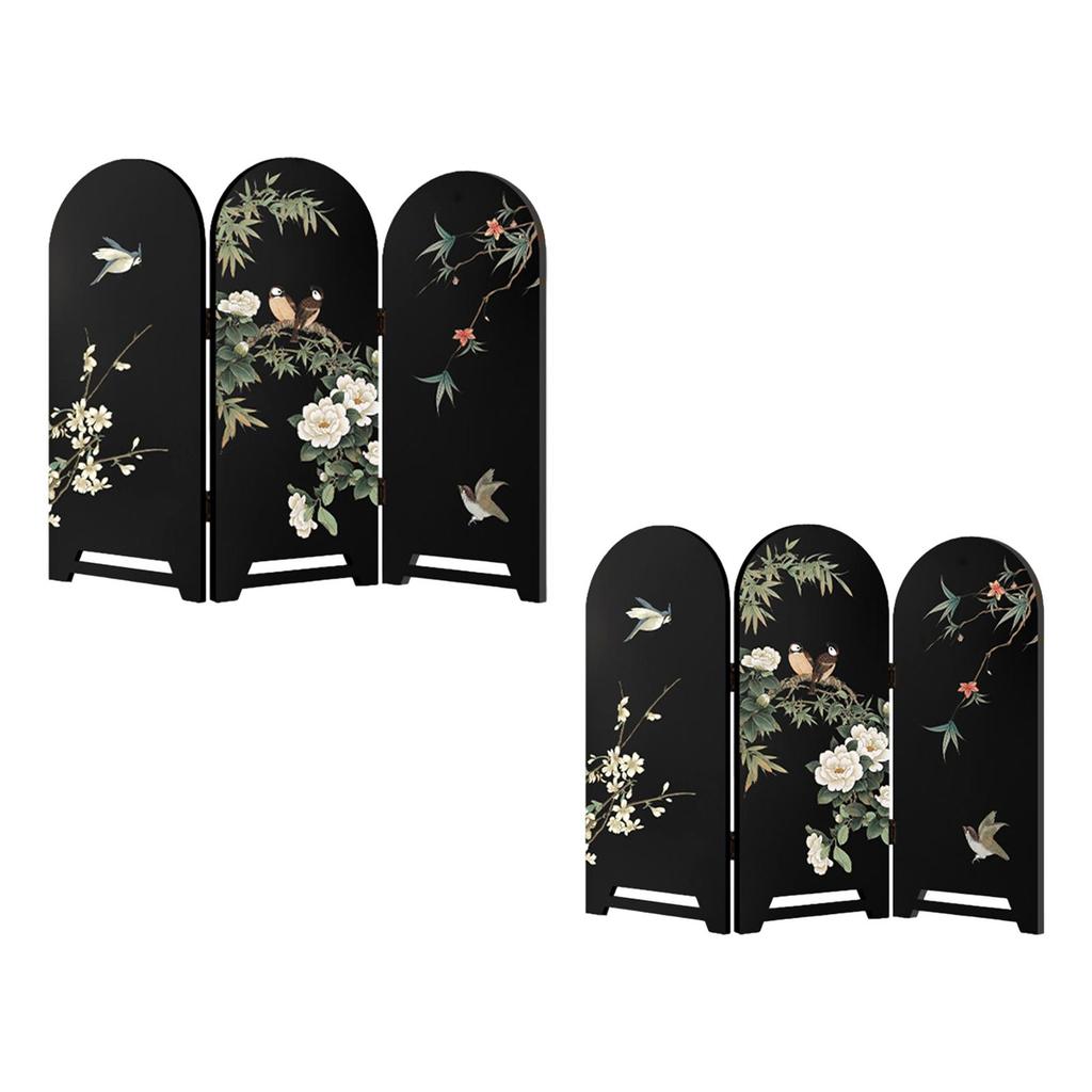 Folding Screen Desktop Wooden Partition Small Decorative Panel Traditional Chinese Art for Housewarming