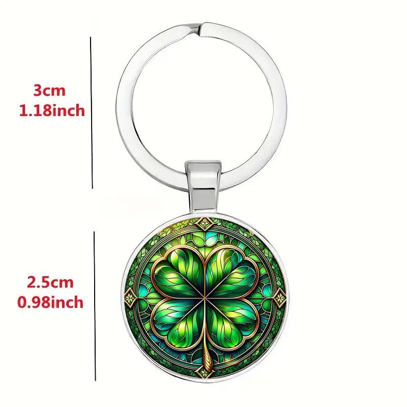 Retro vierblättriges Kleeblatt Zeit-Edelstein Schlüsselanhänger Schmuck