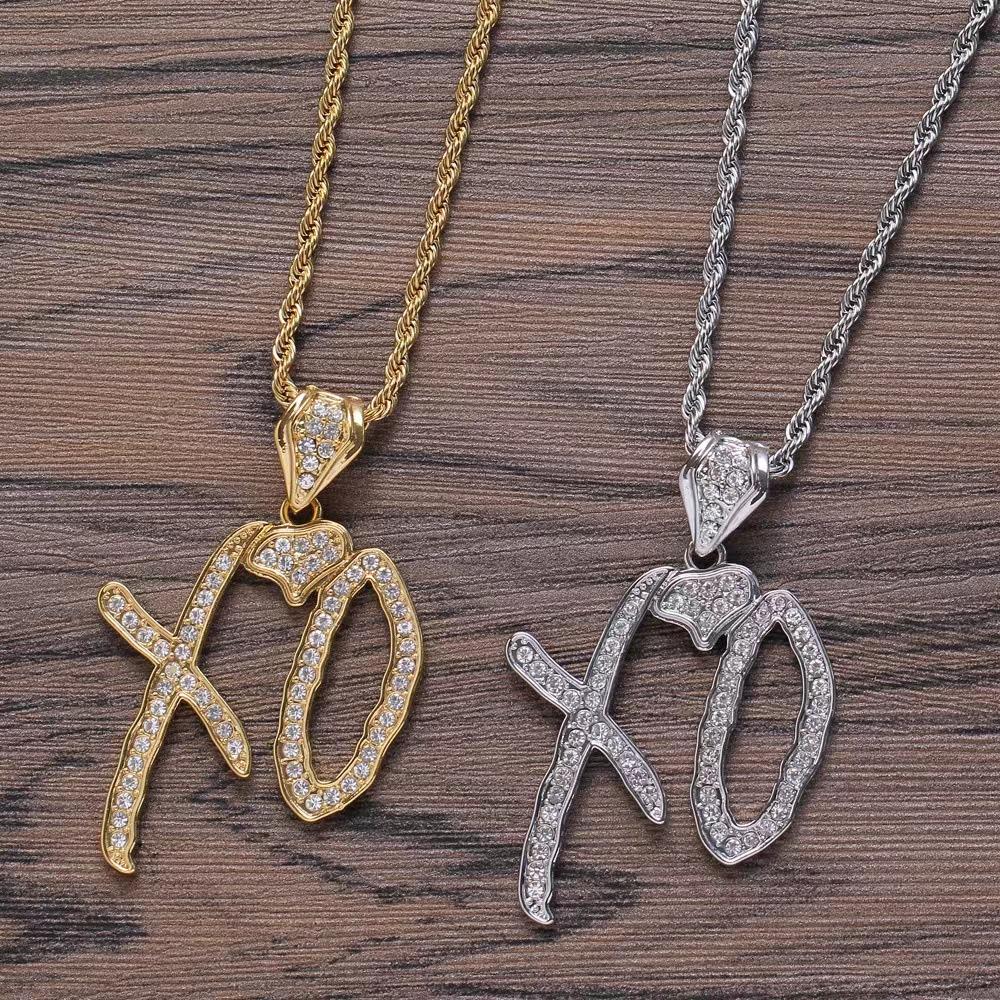Nuevo Collar de Hip-hop Europeo y Americano Estilo XO Colgante con Letra Inglesa Joyería