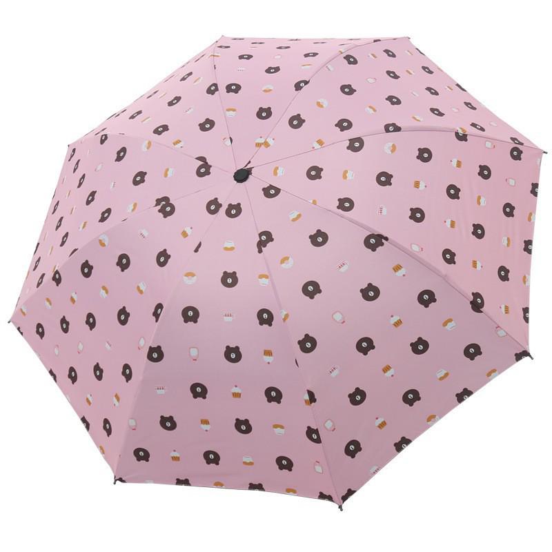 Parasol odwracalny z 6 żebrami z kreskówkowym misiem na słońce i deszcz