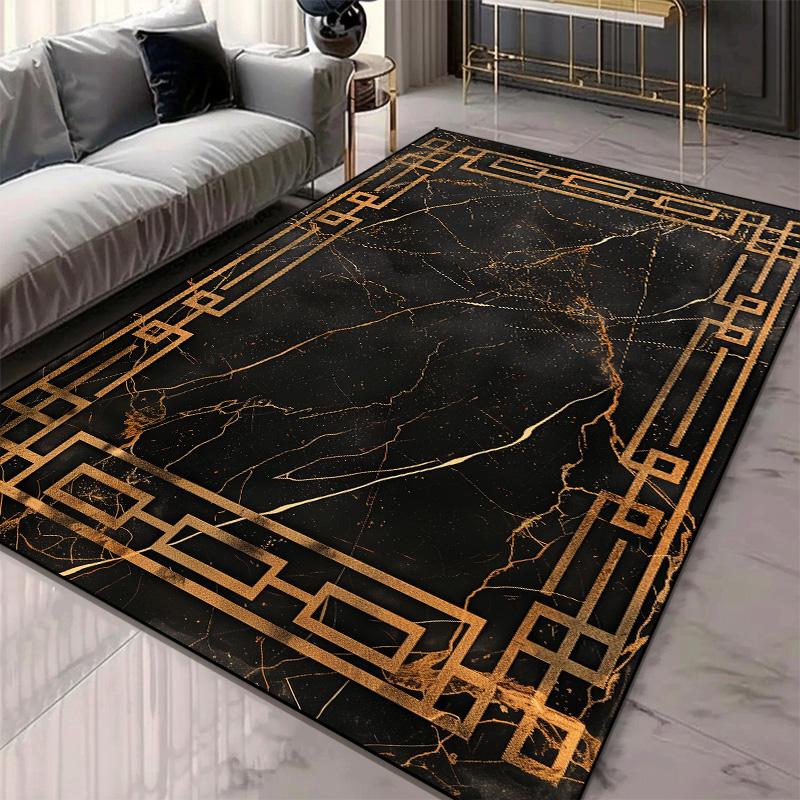 Modern Living Room Decoration Thick Short Plush Area Rug Luxury Marble Pattern Carpet Non-slip Bedroom Lounge Sofa Floor Mat