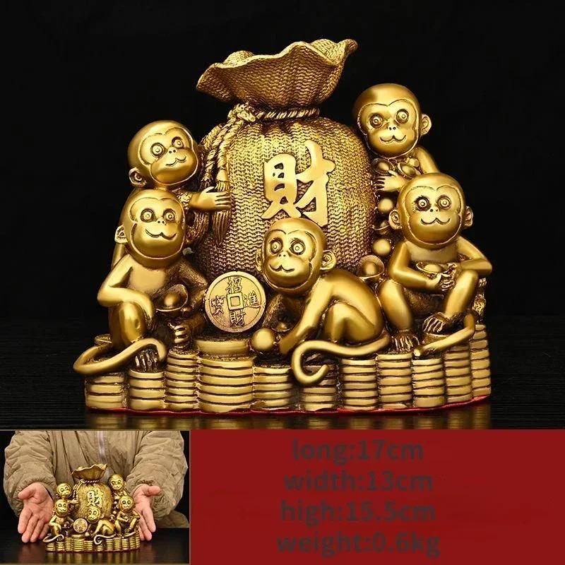 

Copper Mascot Animal Monkey Ornaments Attracting Wealth Five Monkeys Living Room Gift