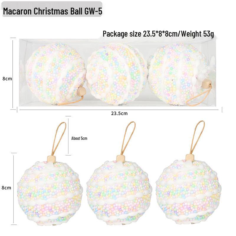 Macaron Color Foam Christmas Tree Decoration Ball, 8cm Creative Ornament for Holiday Pendant Accessories