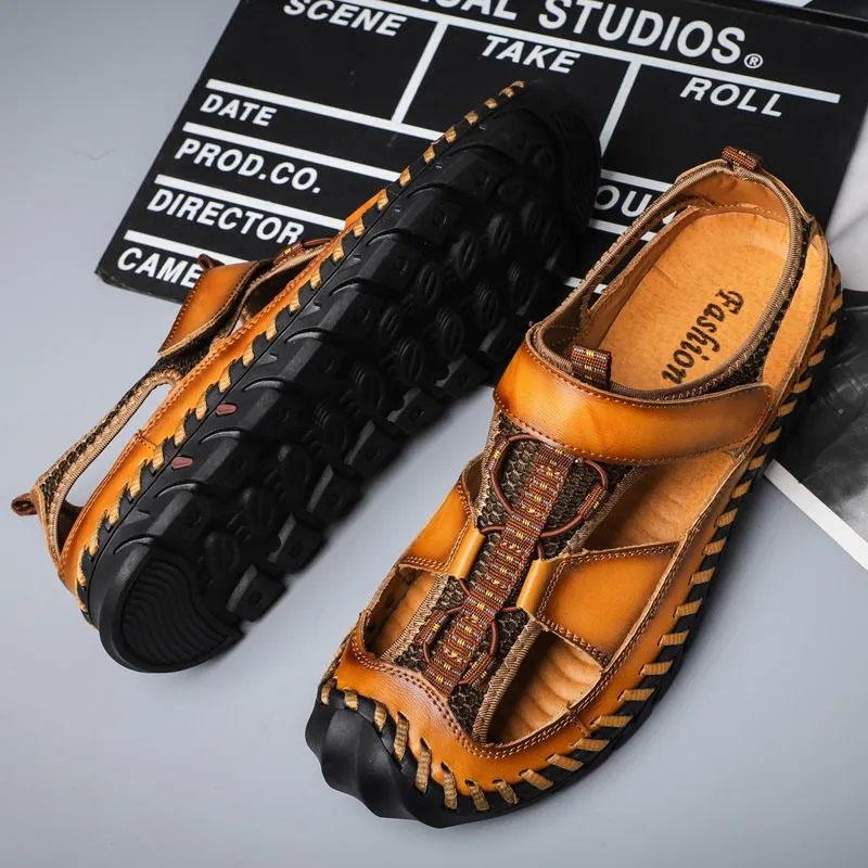 Sandály Pánské Sandály z hovězí kůže Měkká podrážka Prodyšné Protiskluzové boty Trend Všechno ladí Letní sandály Sportovní Vodotěsné sandály