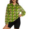 Women's Stand Collar Pullover Long Sleeve Top Christmas Print Sports Top