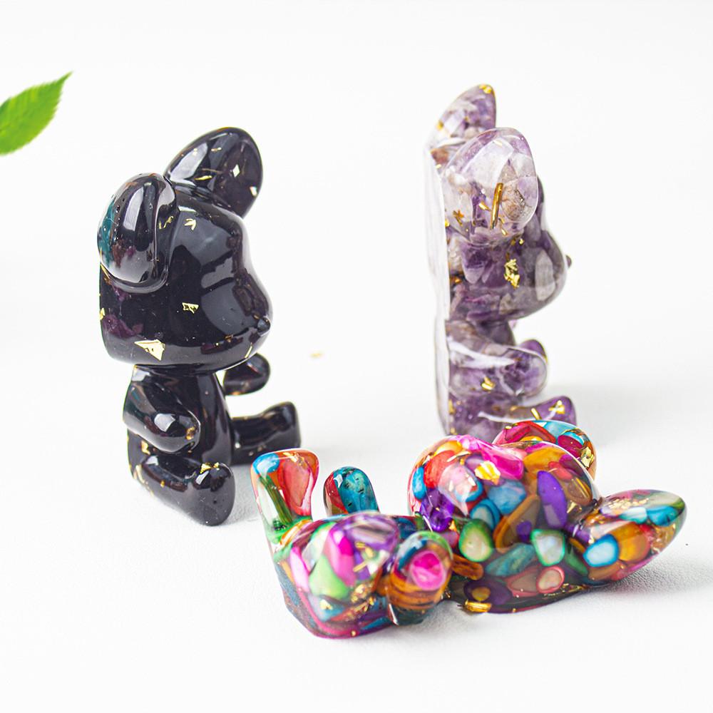 Water Crystal Resin Bear Car Accessory With Crown For Home Decor And Vehicle Interior