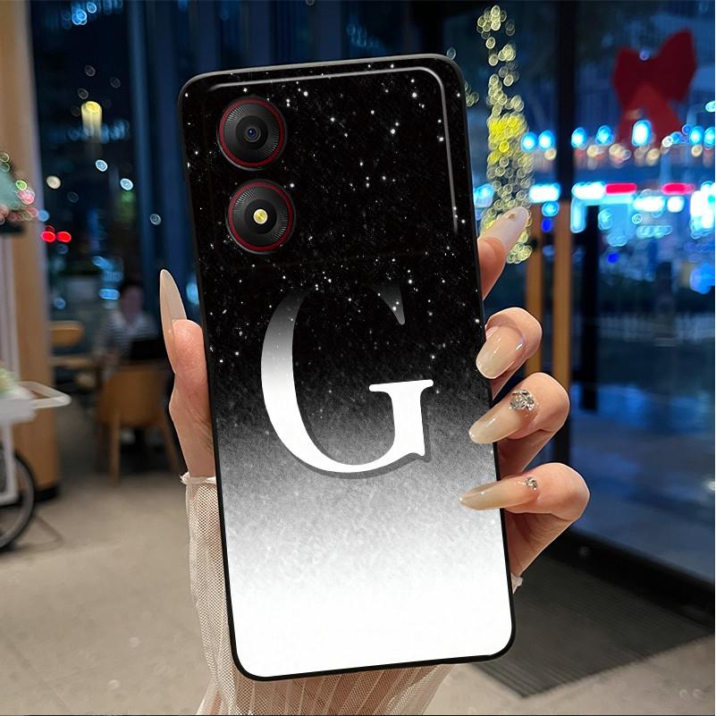 New Design Letter Flower Pattern Soft Silicone Black Phone Case For ZTE Blade A34 4G Anti-scratch Shell ZTE Blade A34 4G Casing