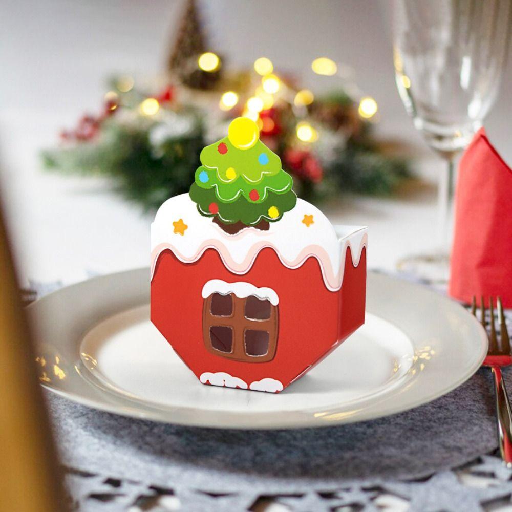 Foldable Mini Christmas Packaging Box Christmas Tree Santa Claus DIY Gift Storage Box Funny Handmade Xmas Supplies Party Decor