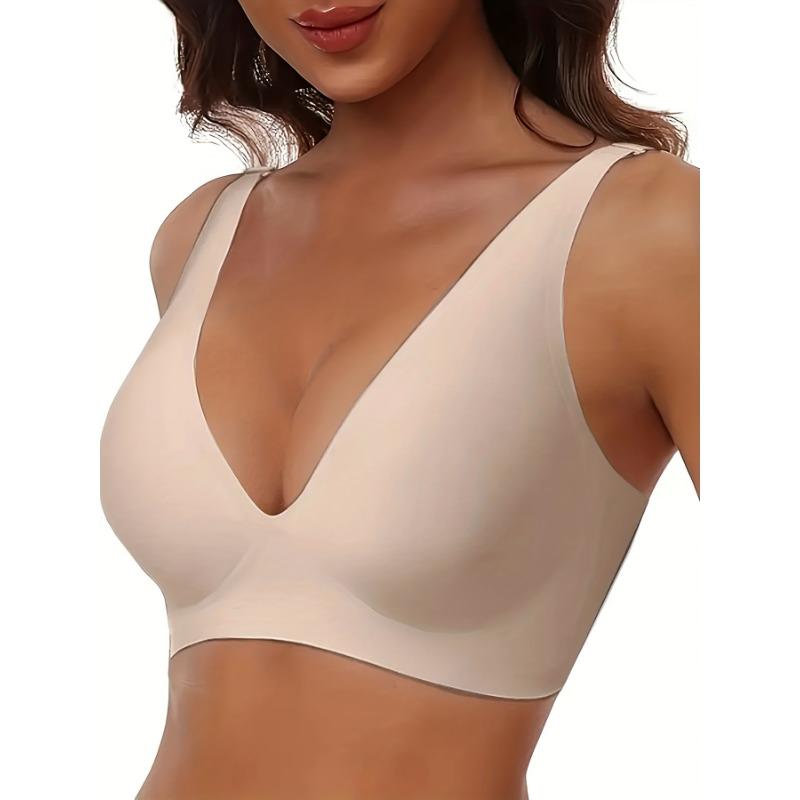 Nahtloser kabelloser BH Deep V Bequemer gepolsterter T-Shirt-BH Unsichtbar für den täglichen Gebrauch für Damen