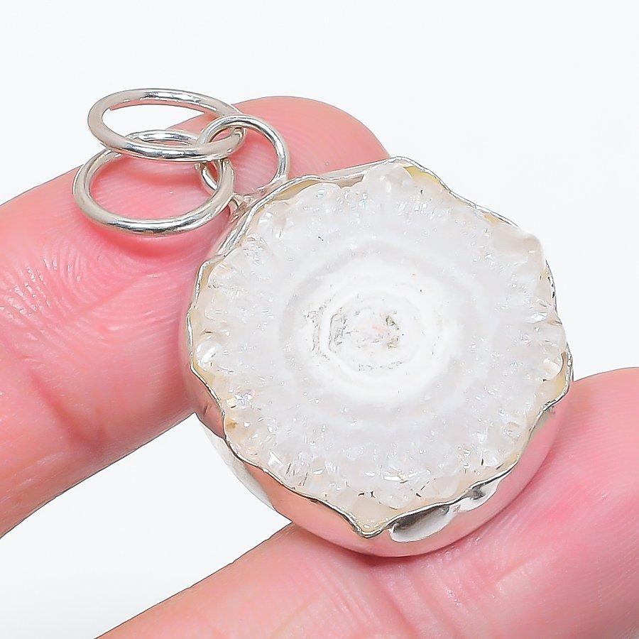 Natural Solar Quartz Gemstone 925 Sterling Silver Jewelry Pendant 1.62" n0p02