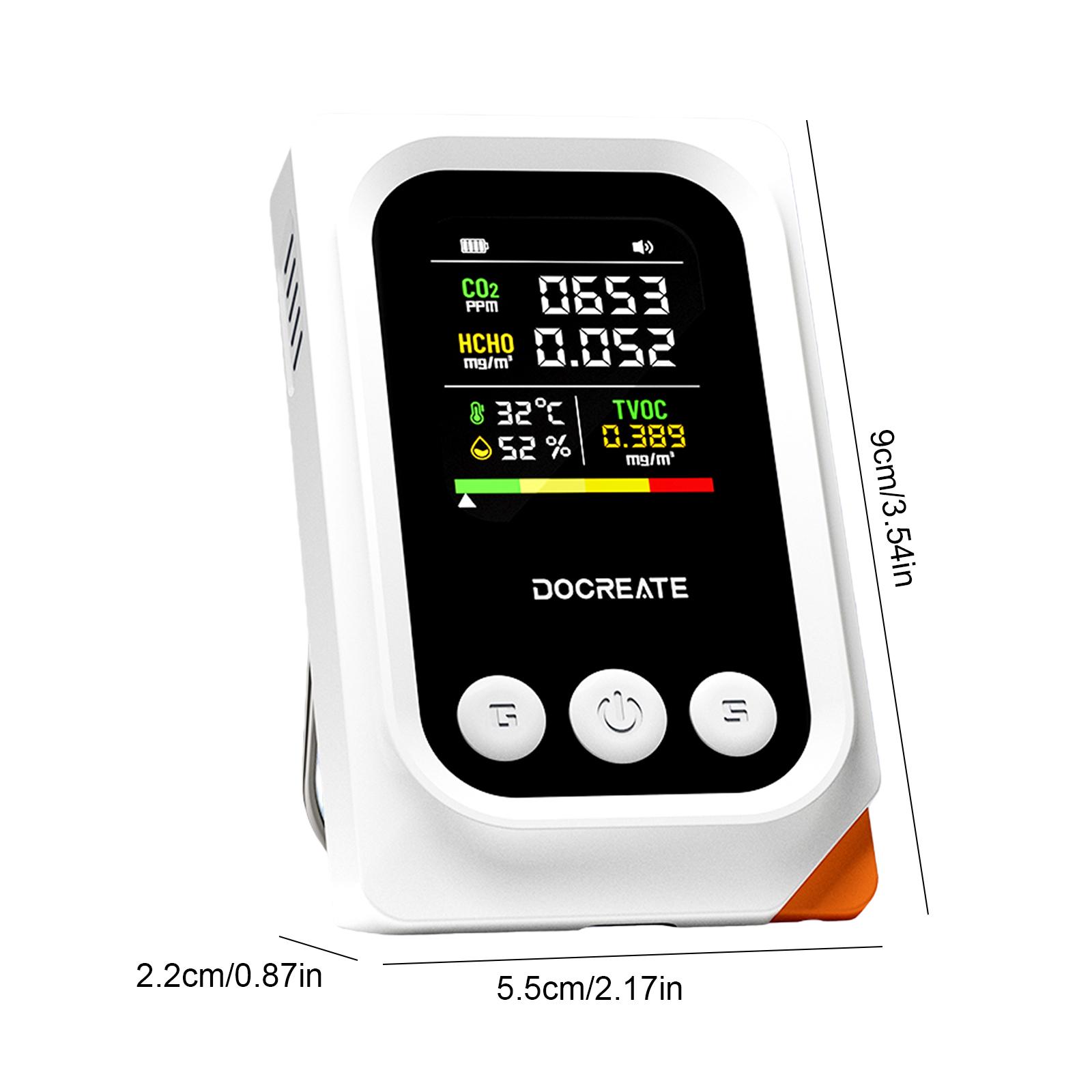 

NEW 5 in 1 Indoor Air Quality Monitor CO2 TVOC HCHO Tester Temperature Humidity Detector Air Quality Detector for Home & Office білий