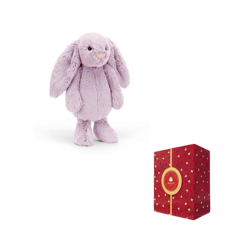

JELLYCAT Серія Кроликів Бонні Класичний Сором язливий Бузково-Фіолетовий Кролик Бонні Мила Лялька Плюшева Лялька Висота 18см/31см Year of The Snake Box