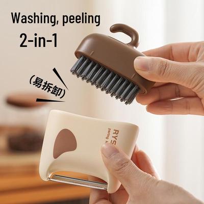 Dual-Function Fruit & Vegetable Peeler and Cleaning Brush