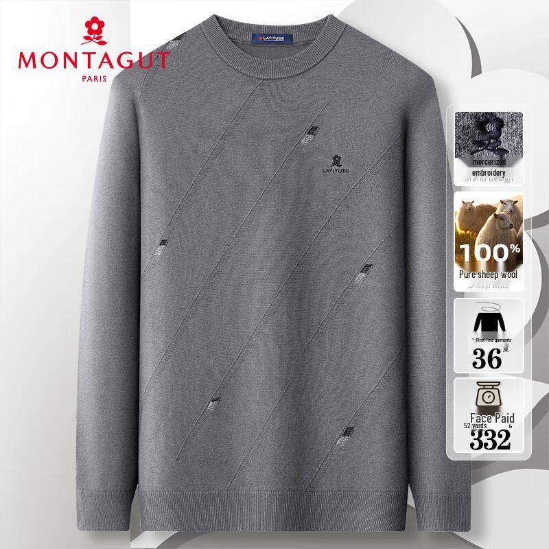 

MONTAGUT Men s 100% Pure Wool Round Neck Sweater 3XL