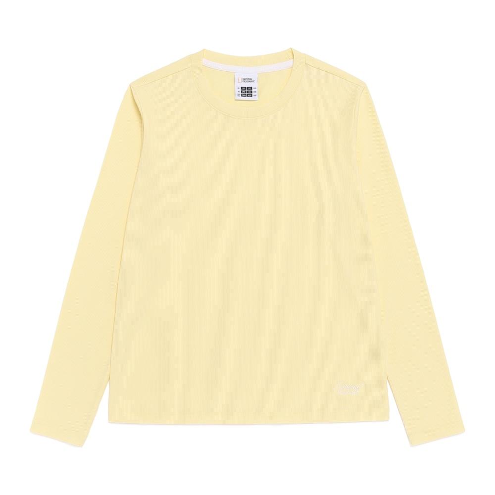 National Geographic N261Wts100 Women S Ribbed Slim Fit Long Sleeve T-Shirt Pale Yellow Pale Yellow/085