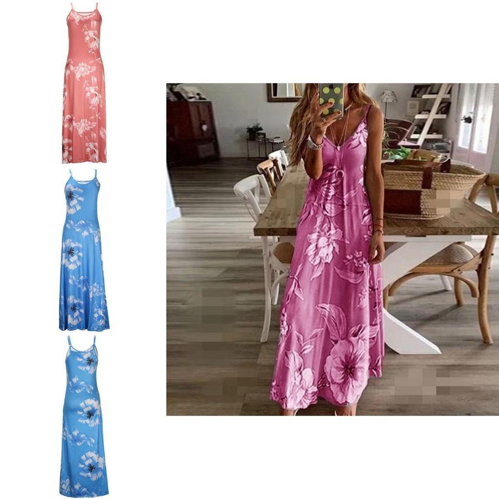 Women's Oversized Floral Printed Sleeveless Maxi Dress For Summer Holidays