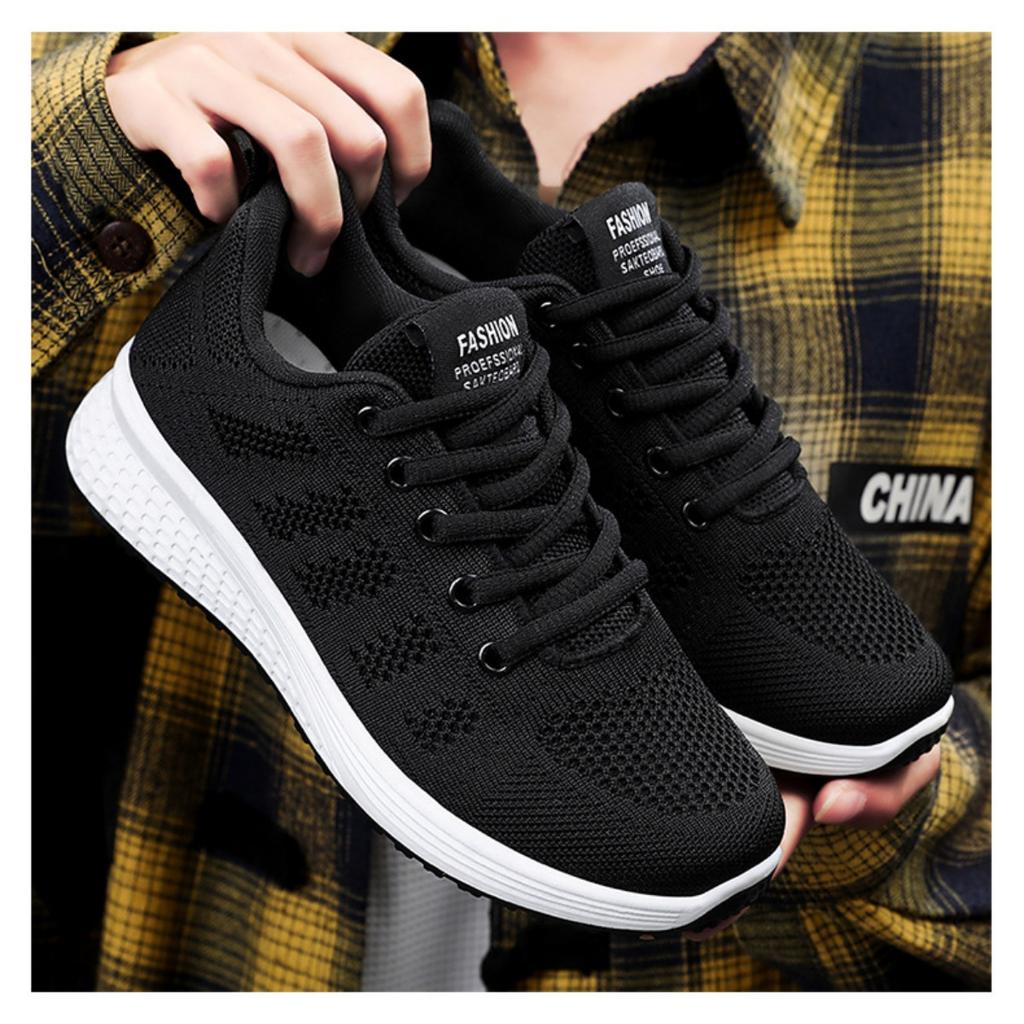 Schuhe Damen neue einfarbige Schuhe Lässig Studenten Atmungsaktiv bequem Fly-Woven Sneaker