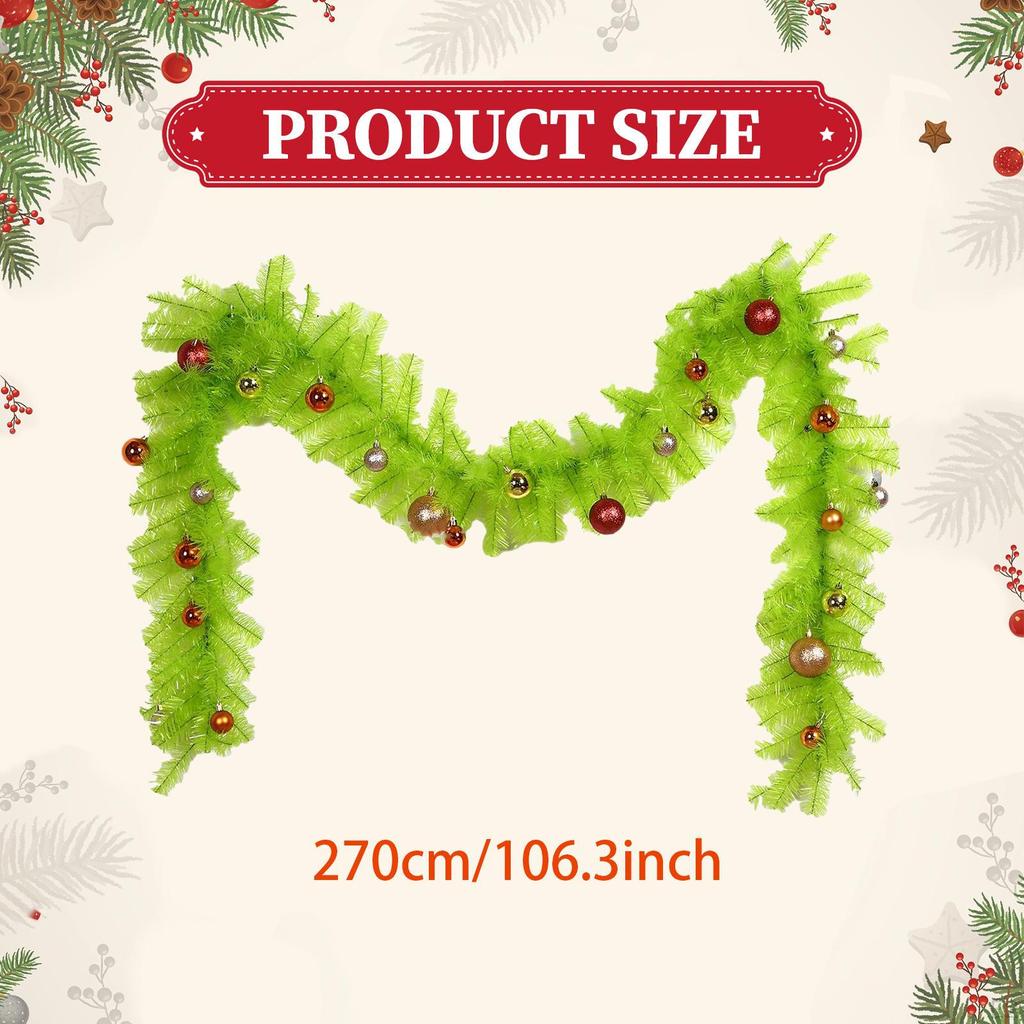 Künstliche Girlande 106,30 Zoll Weihnachtsdeko Weihnachtsdekoration für Kamin Einweihung Outdoor