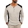 Men's Double Color High Collar Button Long Sleeve Shirt Casual Autumn/Winter Top
