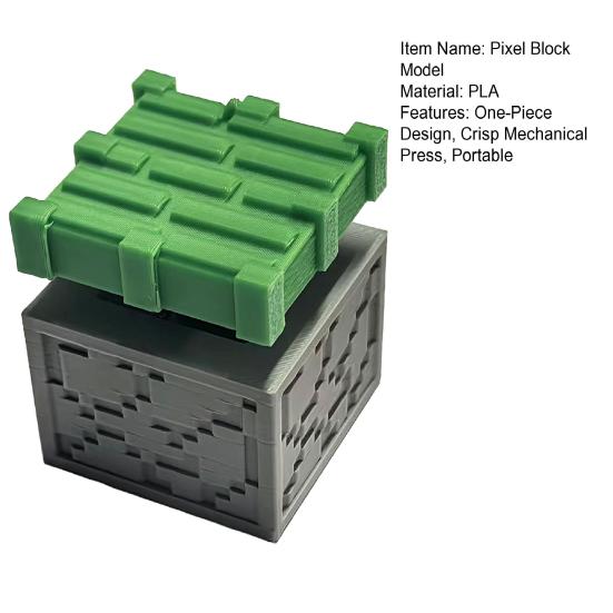 Baizihuahu Pixel Block Model, 3D Printed One-Piece Decompression Toy, Mechanical Pressing Structure Crisp Rebound Stress Relief