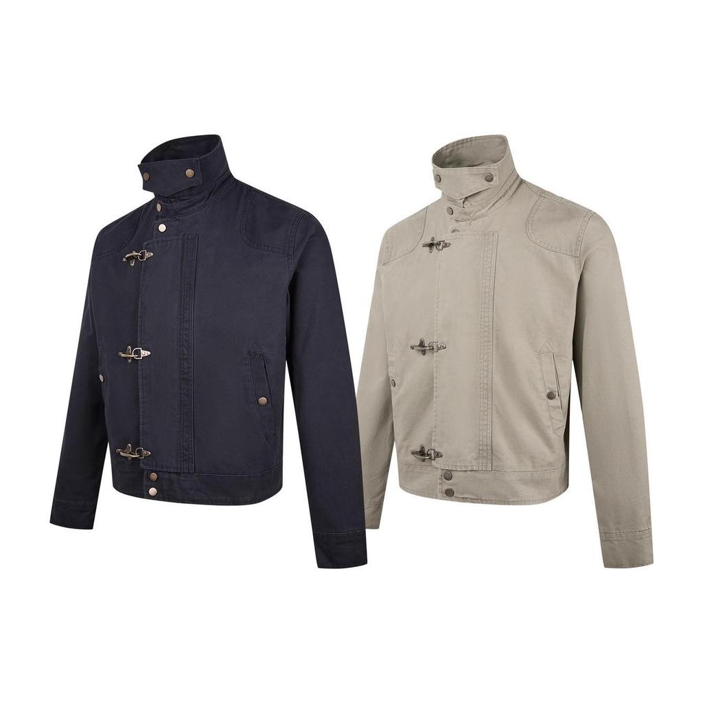 Unisex Retro Workwear Jacket - Autumn/Winter Stand Collar with Lobster Clasp