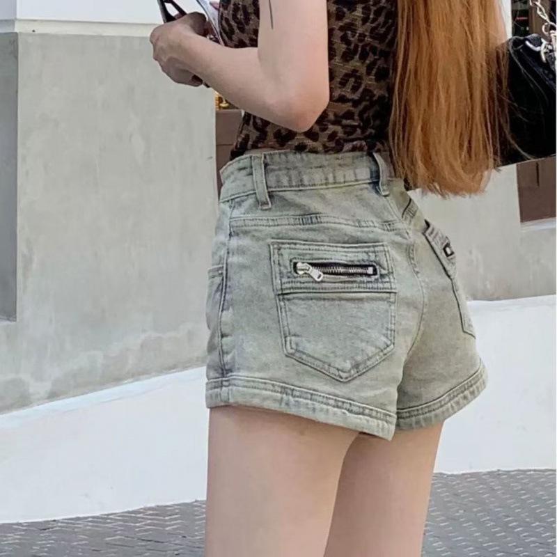 2025 Women s High Waist Retro Denim Shorts - Distressed, Wide Leg, Versatile & Slimming XS