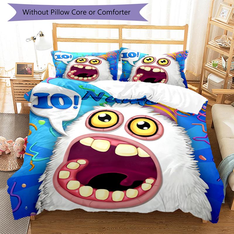 3pcs Custom Name My Singing Monsters Playground Bedding Set Duvet Cover Closure Includes 1 Duvet Cover & 2 Pillowcases, Soft and Comfortable for All S