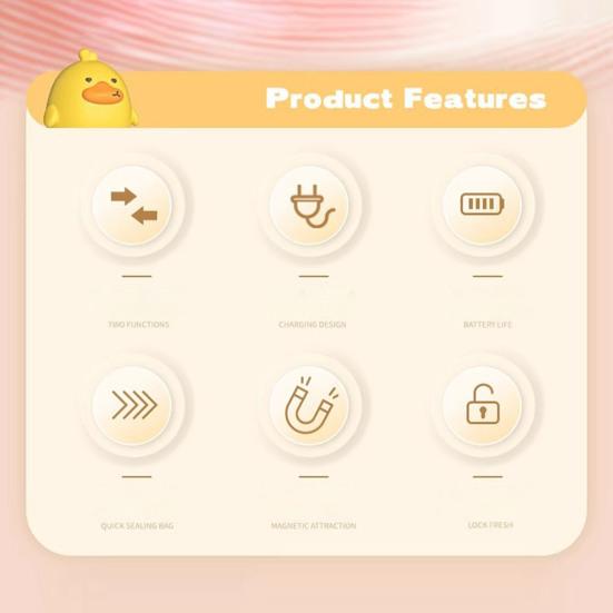 Cartoon Mini Heat Sealer for Kitchen Portable Bag Sealer with Strong Magnet Reusable Space-Saving Cute Kitchen Gadget for Chips Coffee Snacks