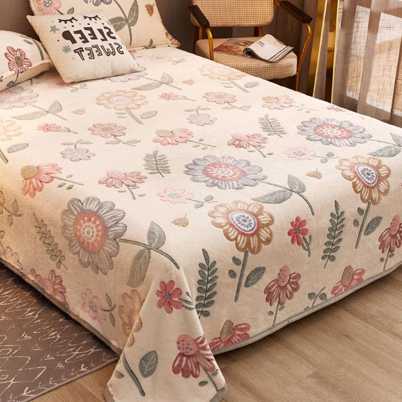 Cearşaf de pat din catifea Coral de iarnă, de uz casnic