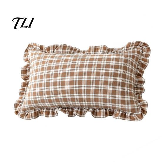 Cuscini Decorativi Tinta Unita Copricuscino Arricciato, Federa a Quadri in Cotone con Bordo Arricciato, 18x18 Comodo Slip Pollici 20x12 Copertura Decorativa per Casa di Campagna