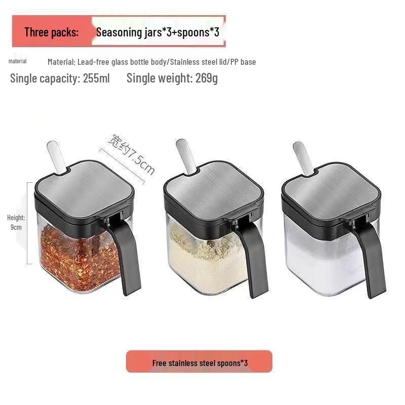 Moisture-Proof Kitchen Seasoning Box Set with Jars and Salt Container