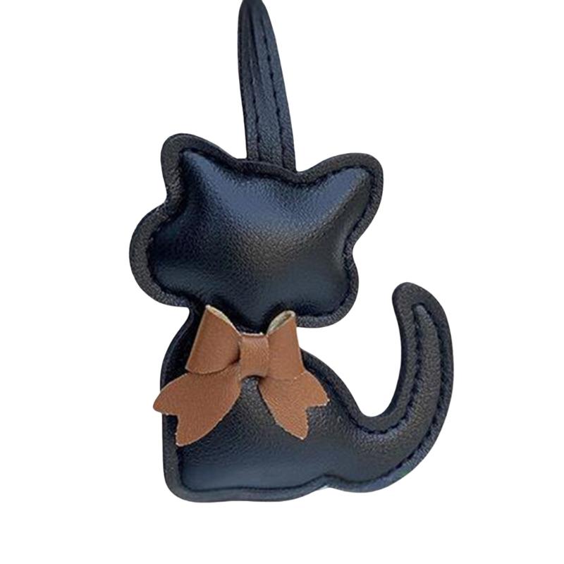 Modischer PU-Schleifen-Schlüsselanhänger mit Katzen-Detail für Handtasche, Schlüssel, Rucksack, Stilvoller Taschen-Hänge-Dekor-Anhänger
