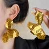 Retro Metal Pleated Flower Earrings With a Unique Summer Light Luxury And High-End Feel Featuring Irregular Petal Stud Earrings